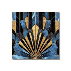 an art deco design with blue and gold accents