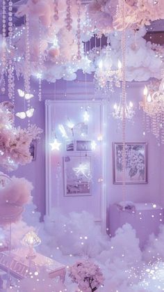 a room filled with pink and white decorations