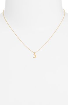 A dainty crescent moon pendant lends a hint of celestial gleam to this handcrafted chain necklace. 16" length 14k-gold fill Made in the USA Yellow Gold Moon-shaped Jewelry With Delicate Chain, Delicate Yellow Gold Jewelry With Moon Charm, Dainty Crescent Gold Plated Necklace, Dainty Gold Plated Crescent Necklace, Dainty Moon-shaped Tarnish-resistant Jewelry, Delicate Gold-plated Jewelry With Moon Charm, Dainty Moon-shaped Jewelry For Everyday, Delicate Gold Plated Jewelry With Moon Charm, Dainty Moon Shaped Jewelry For Everyday