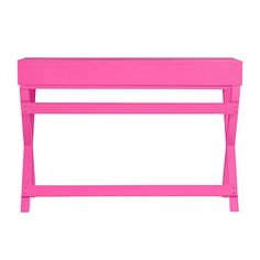 a pink desk with two legs on it