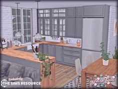 The Sims Resource - Grin Sims 4 Mods Home Decor, Sims 4 Kitchen Counters, Sims 4 Kitchen Cabinets, Sims4 Furniture, Sims Rooms, Living Room Sims 4, Smeg Kitchen, Tropical Kitchen, Paris Kitchen