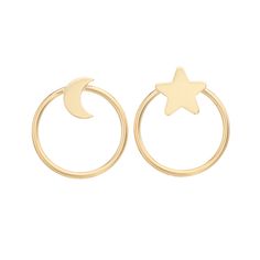 You'll love the simple, yet eye-catching style of these Au Naturale sun and crescent moon stud earrings. You'll love the simple, yet eye-catching style of these Au Naturale sun and crescent moon stud earrings.  Nickel free Metal: 14k gold Backings: post Packaging: boxed Finish: polished Length: 0.7 in. Size: One Size. Color: Yellow. Gender: unisex. Age Group: adult. Moon Stud Earrings, Moon Studs, Au Naturale, Star Moon, Gold Star, Gold Stars, Crescent Moon, Crescent, Gender Female