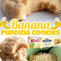 an advertisement for banana pudding cookies is shown