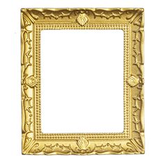 an ornate gold frame on a white background