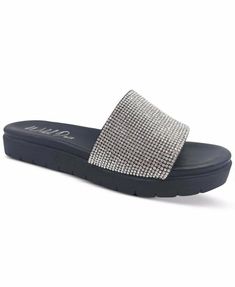 Wild Pair Safirah Slide Flat Sandals Size 6M Macys Shoes, Silver Bling, Versatile Wardrobe, Flip Flop Shoes, Timberland Mens, Slide On, Fashion Designs, Slide Sandals, Flat Sandals