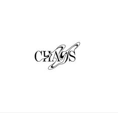 the word chaos written in black ink on a white background