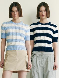 Composition : C/P 75/25Country of Origin : China Celine Knitwear, Knit Stripes, Summer Knitting, Half Sleeve, Winter Women, Half Sleeves, Knitwear, Composition, Cable