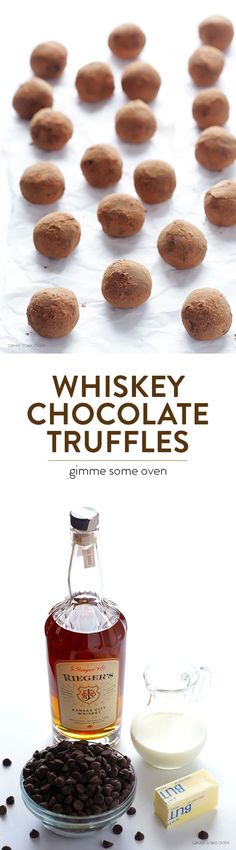 chocolate truffles are arranged on a plate with milk