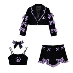 Harajuku Leopard Cat Paw Outfits MK17729 Material: polyester Size: S M L Crop Top Size reference: Size/cm Bust Length S 70-86 28 M 74-90 30 L 78-96 32 Cool Heart, Chica Cool, Bow Skirt, Leopard Cat, Purple Bows, Cat Paw, Sweet Lolita, Cat Paws, Rock Style