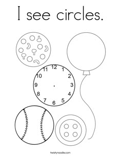 i see circles coloring page with a baseball and balloon in the sky, one ball is flying through the air