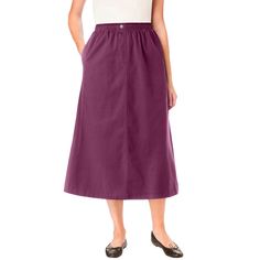 Pull-on ease meets versatile, classic style. Our 7-Day Mockfly Skirt has a comfortable full elastic waistband and relaxed, A-line silhouette. Non-stretch 100% cotton that gives you a custom-feeling fit as you wash and wear and the denim softens. Picnic Skirt, Button Front Skirt, Tiered Midi Skirt, Slip Skirt, Woman Within, Women Maxi, Bottom Clothes, A Line Skirts, Denim Skirt