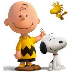 a cartoon character is standing next to a snoopy dog, with the caption happy people are