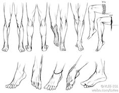 the foot and ankles are shown in this drawing, which shows how to draw feet