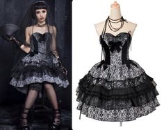 Beautiful...don't think I'd do the underskirt though-don't care for the "poofy" look on short dresses...except on little girls... Odd Fashion, Dress Necklace, Flirty Outfits, Rose Love, Gothic Rose, Necklace Dress, Goth Outfits, Lolita Dress