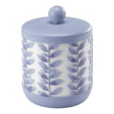 The Avanti Monterey Blue 3-Pc. Vanity Accessory Set features raised leaf and vine design in periwinkle blue with purple highlights and a periwinkle top border and base. Made of durable, hand-painted resin. Set includes 1 each of covered jar, vanity tray and lotion dispenser. Bathroom Canisters, Painted Bathroom, Free Standing Wall, Purple Highlights, Vanity Accessories, Painted Resin, Bath Accessories Set, Vine Design, Lotion Dispenser