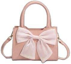 Pink Shoulder Bag With Bow, Spring Rectangular Bags With Bow, Chic Pink Shoulder Bag With Bow, Chic Party Bag With Ribbon, Pink Bow Bag For Daily Use, Elegant Bags With Decorative Bow, Chic Party Bag With Ribbon Detail, Formal Rectangular Bag With Bow, Trendy Tote Bag With Bow