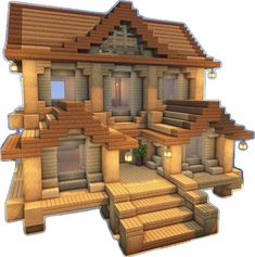 Minecraft Double House, Minecraft House Exterior Ideas, Acacia Wood House Minecraft, Two Story Minecraft Houses, Minecraft Bungalow, Wood Minecraft House, Minecraft Hotels Ideas, Minecraft Houses Simple, Minecraft Starter Houses