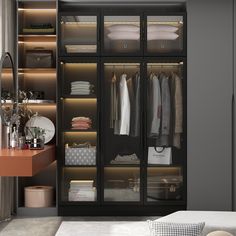 Wardrobe Internal Design, Glass Wardrobe, Wooden Closet, Large Wardrobes, Wood Armoire, Wood Wardrobe, Bedroom Armoire, Tempered Glass Door, Wardrobe Design Bedroom