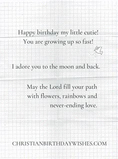 a birthday card with the words happy birthday my little cute you are growing up so fast i adore you to the moon and back