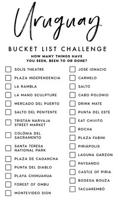 a printable checklist with the words urguay in black and white on it