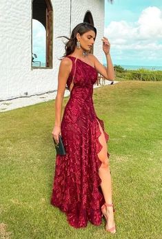 Wedding Dresses With Flowers, Wedding Flower Girl Dresses, Prom Dresses Sleeveless, Long Prom Dresses, Prom Dresses Online, Lace Neckline, Mermaid Dresses, Red Lace, Evening Dresses Prom