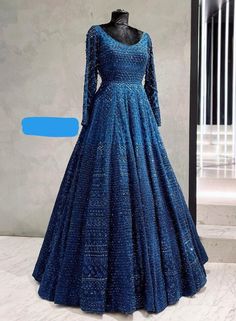 Grown Dress Indian Wedding, Elegant Indian Outfits Anarkali, India Gown Dress, Frock For Reception Indian, Lehanga With Long Kurti, Long Gown Ideas Indian, Chikankari Gown Designs, Wedding Anarkali Dress Indian Bridal, Anarkali Gown Design