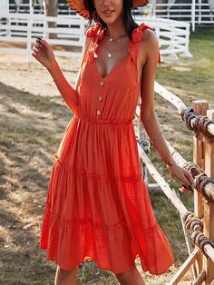 Supreme Fashion, Summer Dress Pink, Paris Trip, Orange Tie, Solid Color Dress, Weave Style, Coral Orange, Outfits Winter, Pink Coral