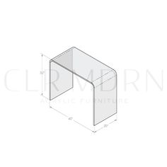 the side view of an acrylic furniture cabinet with measurements for each section and its height