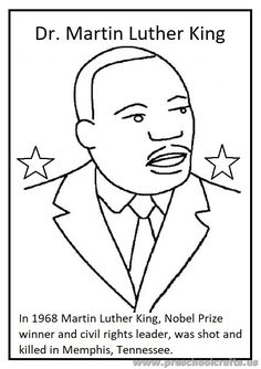 martin luther king is featured in this coloring page