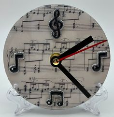 a clock with musical notes on it