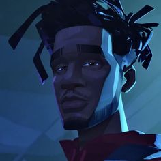 an animated image of a man with dreadlocks on his head