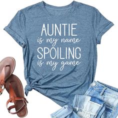 PRICES MAY VARY. 😆【Comfy Fabric】:This women auntie t shirt Is made of cotton and polyester blend,lightweight,soft and breathable,which make you feel comfortable when you wear this shirt everywhere 😆【Feature】:auntie tshirt for women,auntie life shirt,aunt and uncle shirts,auntie gifts from nephew young adult girls,funny auntie letter printed tee tops,aunt t shirt,auntie print novelty t-shirt,classical round neck,casual style,this top shirt will make you more attractive,more fashionable.Fashion Auntie Shirt Ideas, Aunt Tshirt, Mom Shirt, Auntie Disney Shirt, Great Aunt Shirts Funny, Aunt Tshirt Funny, Best Aunt Ever Shirt, Aunt Shirts Funny Teepublic, Crazy Aunt Shirt