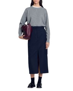 Find SANDRO Paolina Skirt on Editorialist. Sandro Paolina Skirt.Color:Navy Blue.Size:34 FR/2 US.Material:55% polyester/45% virgin wool; pocket lining: 100% cotton.Skirts. Navy Pleated Skirt For Work, Chic Blue Lined Wrap Skirt, Blue Office Skirt For Fall, Navy Pleated Skirt Bottoms For Workwear, Navy Pleated Skirt For Workwear, Blue Asymmetrical Skirt For Work, Blue Relaxed Asymmetrical Skirt, Blue Workwear Skirt For Fall, Blue Asymmetrical Relaxed Fit Skirt