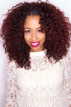 Monica of MoKnowsHair Natural Hair Highlights, Hair Cute, Short Curly Haircuts, Burgundy Hair