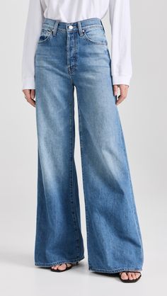 MOTHER The Ditcher Roller Sneak Jeans | Shopbop Hot Mom Style, Jean Genie, Leather Sweater, Mother Clothing, Mother Jeans, Jeans Fabric, Cool Clothing, Jeans Outfits, Long Jeans