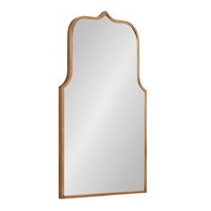 a mirror that is made out of wood and has an arched design on the top