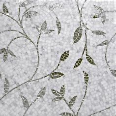 Stone & Glass Vine Mosaic Tile Natural Stone Mosaic Tiles Bathroom, Floral Mosaic Tile Backsplash, Leaf Mosaic Tile Backsplash, Flower Marble Mosaic Backsplash, Floral Mosaic Tile, Mosaic Tile Mirror, Stone Mirror, Antiqued Mirror, Antique Mirrors