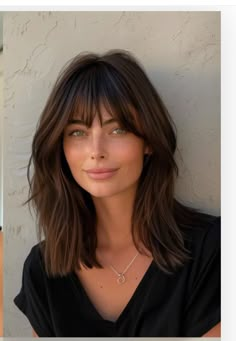 Shoulder Length Hair With Face Framing Bangs, Bangs With Long Bob, Bangs With Face Frame, Shoulder Length Hair With Long Bangs, Curtain Bangs Dark Hair, Long Hair With Short Bangs, Straight Lob With Bangs, Long Bob Bangs, Medium Hair Bangs