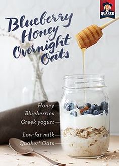 the cover of blueberry honey overnight oats