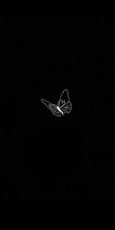 a black and white photo of a butterfly flying in the dark