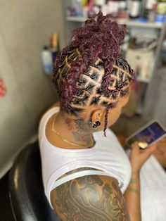 Loc Hairstyles Starter Locs, Dread Hairstyles Updo Locs, Short Women Loc Styles, Two Stand Starter Locs Styles, Dreads 2 Strand Twist, Updo Starter Loc Styles, Loc Style Barrel Twist, Updo Retwist Styles, Short Dreads Hairstyle For Women