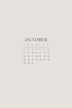 an october calendar with the word october in black and white on it's side