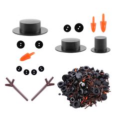 PRICES MAY VARY. Christmas Snowman Kit for DIY Craft:800pcs Christmas DIY snowman ornament set including 80pcs mini black top hats, 480pcs tiny black buttons, 160pcs brown snowman hands, 80pcs carrot snowman noses, large amount of accessories to do your DIY snowman crafts and decorating Christmas party, clothing crafts, hair ornaments etc, you can even share the fun with your friends and family. Plastic Magician Hats:these mini black top hats for crafts are made of durable plastic, smooth with c Christmas Diy Snowman, Snowman Hat Diy, Diy Christmas Snowman, Diy Snowman Ornaments, Snowman Diy, Snowman Kit, Snowman Crafts Diy, Button Ornaments, Diy Craft Kit