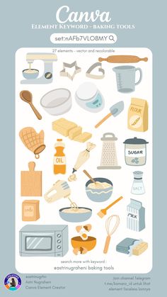 a poster with different types of cooking tools