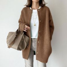 Womens Jackets Casual, Outer Jacket, Winter Vest, Estilo Chic, Knitted Coat, Long Sleeves Coats, Button Cardigan, Cardigan Fashion, 가을 패션