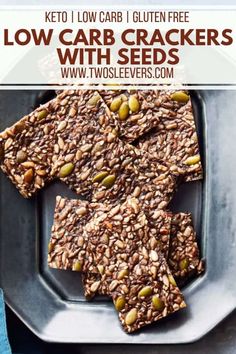 low carb crackers with seeds on a plate