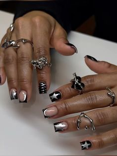 Black Nail Inspo Short, Simple Acrylic Nails, Really Cute Nails