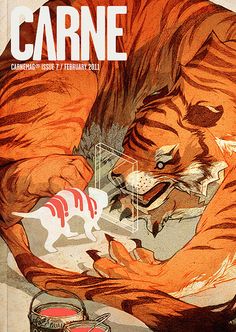 an image of a tiger painting on the cover of a magazine