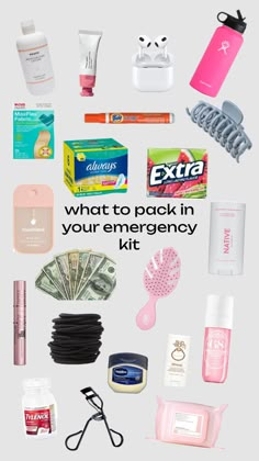 Emergency Bag For School, Schul Survival Kits, Middle School Survival, Preppy School Supplies, Pretty School Supplies, Everyday Bag Essentials