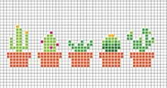 a cross stitch pattern with small cactuses in rows on the same row as shown